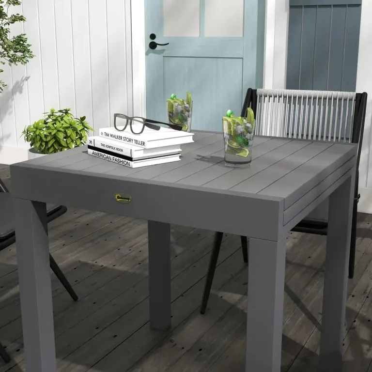 Trädgårdsbord Matbord Grå av Aluminium 81-162 x 80 x 75 cm