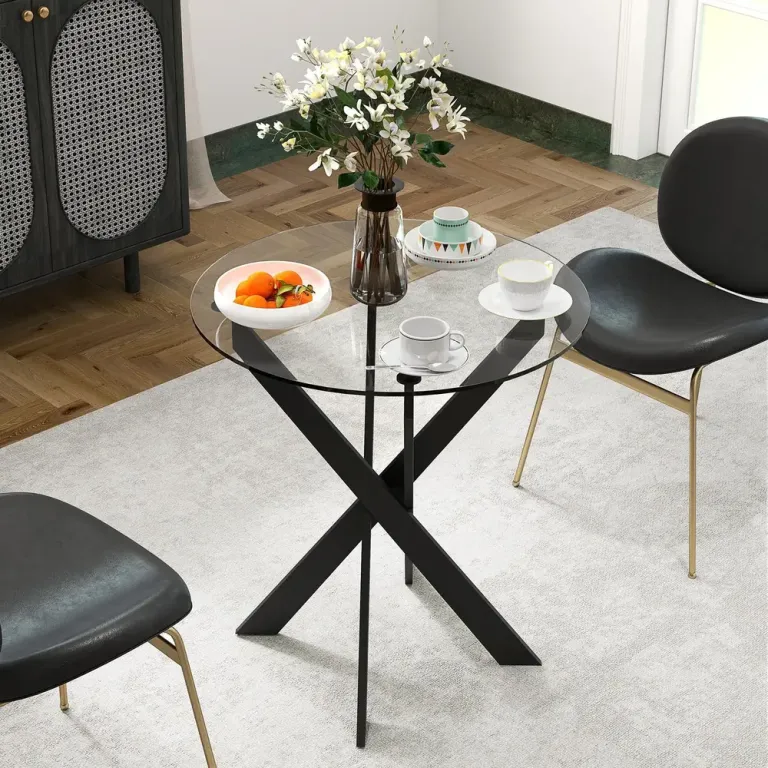 Matbord Runt Bord Svart Transparent 70 x 75 cm