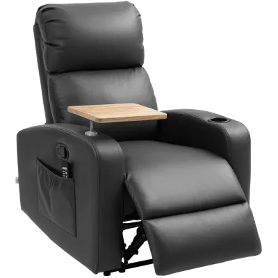 Relaxfåtölj Massagestol med Liggfunktion Svart