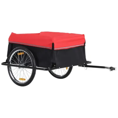 Hopfällbar Cykelkärra med 2 Hjul och Reflexer, Svart/Röd