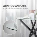 Modernt Matbord i Glas, Köksbord med Härdat Glasskiva och Metallben, för 4 Personer, 80 cm Diameter