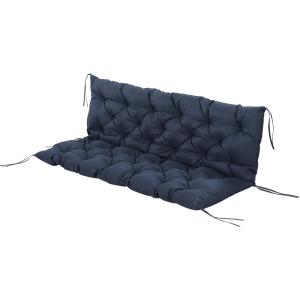 Bänkdyna Sittdyna med Knytband Mörkblå av Tyg för Trädgårdsmöbler och Gunga Bekväm Dyna för 3-Sits Bänk 150 x 98 x 8 cm