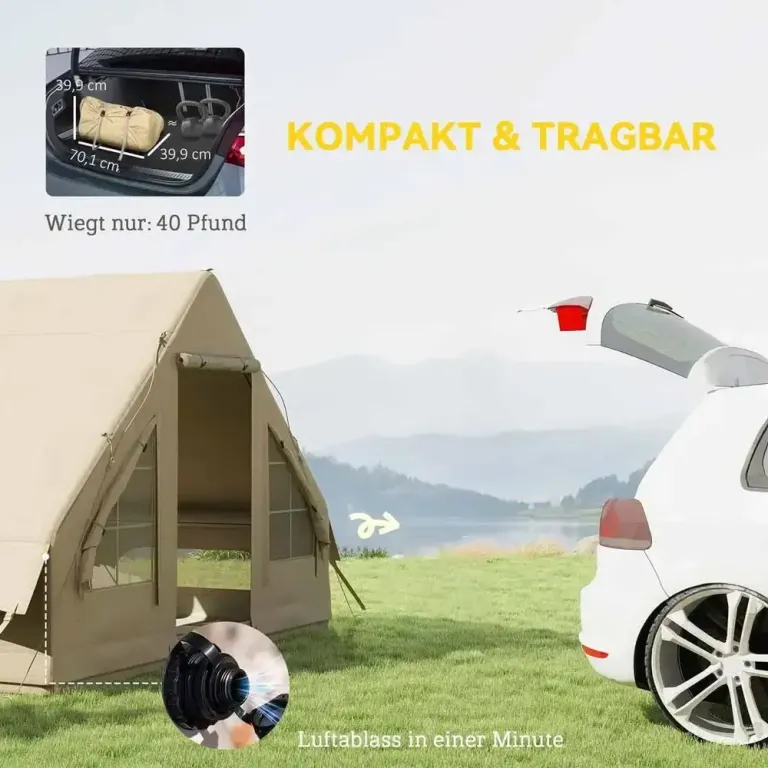 Campingtält Uppblåsbart Tält för 3 Personer Beige av Oxford