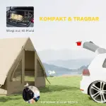 Campingtält Uppblåsbart Tält för 3 Personer Beige av Oxford Tyg för Camping och Glamping Vattentätt Familjetält med Pump