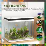 Akvarium Fisktank med Filtersystem Vit av Glas för Fiskar Kompakt Akvarium med LED Belysning och Vattenpump 41 l