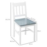 Set med 2 Köksstolar, Massivt Trä, Vit, 41 x 46,5 x 85,5 cm