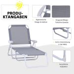 Solstol Trädgårds Solstol Hopfällbar Strandstol 4-Nivå Mesh Grå 160 X 66 X 80 Cm
