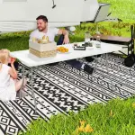 Trädgårdsbord Campingbord Fällbart Vit av Plast och Metall för Trädgård och Balkong Väderbeständigt Buffébord 180 x 74 cm