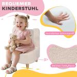 Barnfåtölj i Plysch med Björnöron och Fleeceöverdrag, Skum, Beige