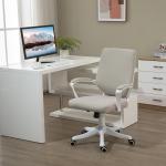 Ergonomisk Kontorsstol i Beige Tyg, Bekväm Skrivbordsstol med Svankstöd, Justerbar Arbetsstol för Hemmakontor, Beige, 120 kg