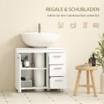 Tvättställsskåp Underskåp Vit MDF för Badrum Förvaring med 3 Lådor och Hyllor Modern Design Fukttålig