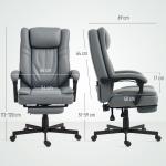Kontorsstol med Massagefunktion, Höjdjusterbar och Fällbart Ryggstöd, Rullbar, Grå