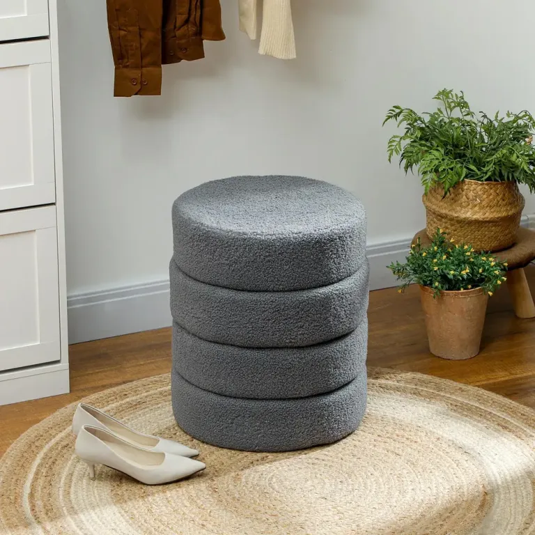 Rund Pall i Teddyfleece Upp till 120 kg Mörkgrå Ø40x45 cm
