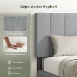 Sänggavel Justerbar Grå Linnelook för Dubbelsäng 160 cm Höjdjusterbar med Metallben Modern Sovrumsinredning