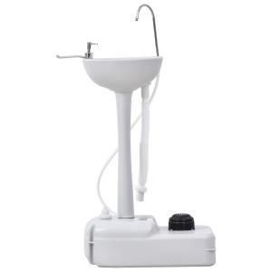 Portabel Campingvask med Tank, Smidigt Handfat med Fotpump och Handdukshållare, Hygienisk Lösning för Utomhusbruk, Grå, 51 x 33,5 x 103 cm, 17 l