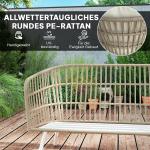 Trädgårdsmöbelset i Polyrattan Loungeset med 2-sits Soffa, Fåtölj och Bord för 4 Personer, Khaki