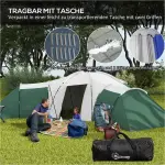 Campingtält Familjetält för 6-9 Personer Grön av Oxford Tyg för Trädgård Vattentätt Tunneltält med 3 Sovrum 2000 mm