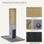 Klösträd med Jute-Rep, Kompakt Klösmöbel med Leksak, Rolig Aktivitet och Klovård för Katter, Grå, 79 cm