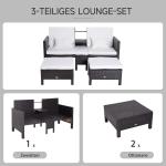 Trädgårdssoffset Brun Polyrattan och Metall med 2 Soffpall och Kuddar för Trädgårdslounge och Terrass