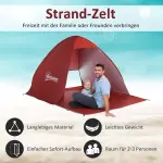 Strandskydd Pop Up-Tält Automatiskt Polyester för Strand och Camping Rött 200 X 150 X 119 Cm