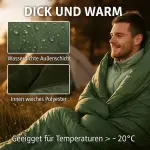 Sovsäck Camping Täcke Grön av Taft och Polyester för Vuxna 3-4 Säsonger Vikbar Sovsäcksfilt med Bärväska Utomhus