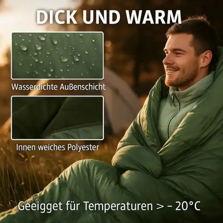 Campingsovsäck Täcke i Polyester 3 Säsonger, Grön