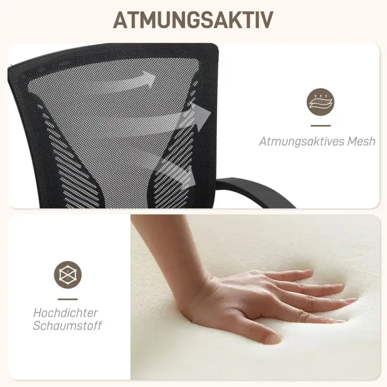 Kontorsstol Svart av Tyg och Metall Höj