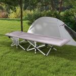 Hopfällbar Campingsäng, upp till 200 kg, Rostsäker Metallram, Grå, 200 x 65 x 42 cm
