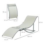 Hopfällbara Solstolar 2-Pack, Justerbara Trädgårdsstolar i Beige Textilene, Lättviktiga Utestolar för Balkong och Terrass, Beige, 165 x 61 x 63 cm