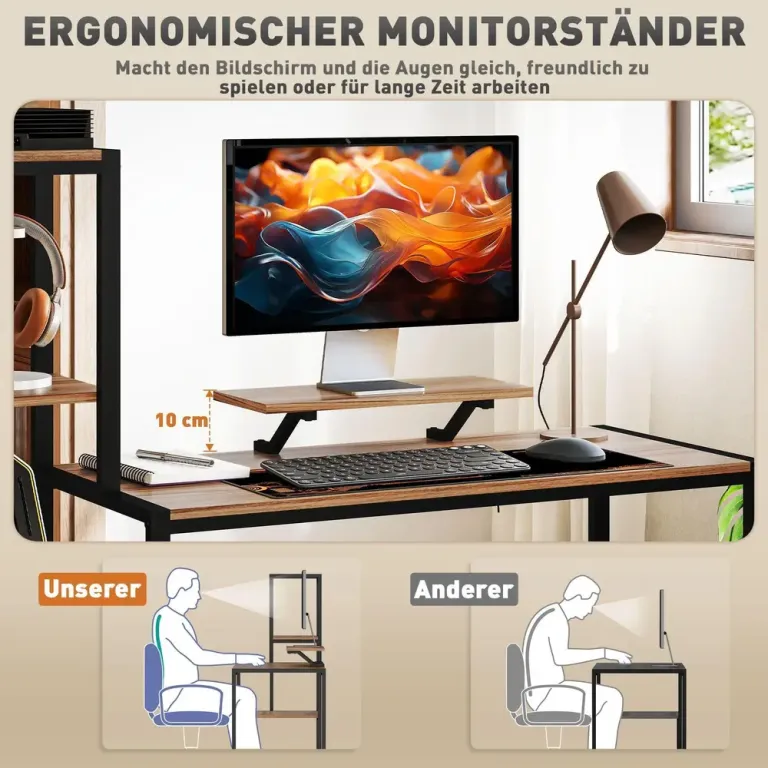 Skrivbord Datorbord med Monitorstativ 150 x 48 x 125 cm