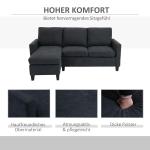Hörnsoffa L-Form Soffa Mörkgrå av Tyg och Trä för Vardagsrum Soffset med Vändbar Schäslong Modern Design Bekväm 197 x 139 x 91 cm