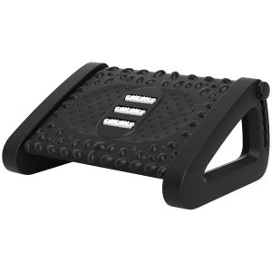 Fotstöd Skrivbord Svart av Plast för Kontor Ergonomiskt och Höjdjusterbart Stöd med Massageyta 6 Nivåer