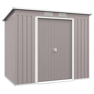 Redskapsbod med Ventilationsfönster och Skjutdörrar för Förvaring Hållbar och Stabil Ljusgrå Galvaniserat Stål 213 x 130 x 172 cm