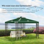 Ersättningstak för Lusthus 3 x 3 m, Vattenavvisande Lusthustak för Metallusthus, Polyester, Mörkgrön
