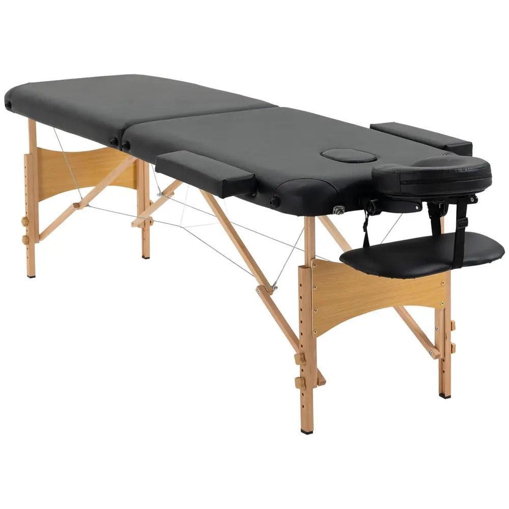 Hopfällbar Massagebänk Svart av Konstläder och Trä