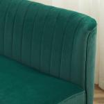 2-Sitsig Soffa i Sammetslen Polyester, Modern Loungesoffa med Träben, Bekväm Sittplats för Vardagsrum, Mörkgrön, 117 x 56,5 x 77 cm