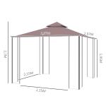 Paviljong med Ventilationstak och Myggnät Partytält med Dräneringshål Polyester och Stål Beige Svart 2,95 X 2,95 X 2,75 M