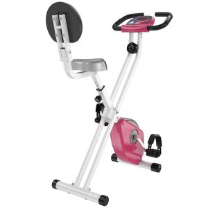 Hopfällbar Motionscykel (X-Bike), Kompakt Träningscykel med 8 Motståndsnivåer, Perfekt för Hemmaträning med Liten Yta, Rosa/Vit, 43 x 97 x 109 cm