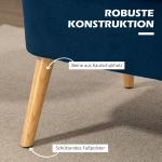 Soffa Loveseat 2-Sits Himmelsblå av Tyg med Linnelook och Trä för Vardagsrum Dubbelsoffa med Träben Lastkapacitet upp till 150 kg 117 x 56,5 x 77 cm