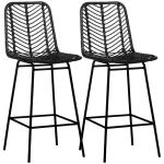 Barstolar Bistropallar Svart av Stål för Vardagsrum och Matsal Set om 2 med Fotstöd 42,5 x 52 x 102 cm