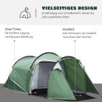 Rymligt Tunneltält för Camping, Vattentätt Tält för 2-3 Personer med Glasfiberstänger, Perfekt för Familjeutflykter, Mörkgrön, 426 x 206 x 154 cm