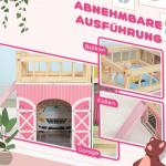 Dockhus Lekstuga Rosa av Trä för Barn 3-6 År 3 Våningar med 13 Möbler och Garage 36 Tum