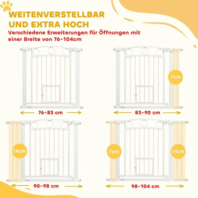 Säkerhetsgrind Trappgrind Vit av Stål för 76-104 cm