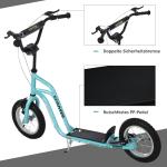Sparkcykel med Luftdäck för Barn, Robust Skoter med Handbroms, Säker Körning på Alla Underlag, Blå, 120 x 58 x 75-80 cm, 5 år+