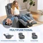 Massagestol med Värme Ljusgrå Konstläder för Vardagsrum Roterbar Relaxfåtölj med Gungfunktion och Fjärrkontroll Bekväm Avkoppling