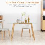 Matbord för Fyra Personer med Bordsskiva i Härdat Glas och Stabilt Underrede i Trälook Ergonomisk för Kök och Matsal 120 L x 60 B x 76 H cm