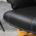 Relaxstol TV-stol Svart av Konstläder och Metall för Optimal Komfort och Avkoppling Vridbar med Liggfunktion upp till 150 kg inklusive Ottoman