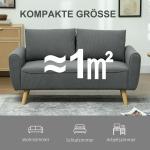 Soffa Loveseat 2-Sits Liten Soffa Mörkgrå av Manchester och Trä för Vardagsrum Modern Stoppad Soffa med Djupa Säten 145 x 75 x 78 cm
