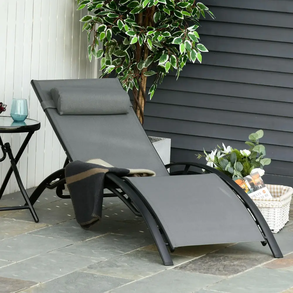 Solsäng i Aluminium Solstol med Hjul 171 x 64 x 82 Cm