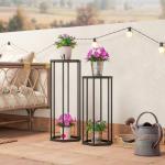 Blomställer 2-pack Hexagonal Svart Metall för Trädgård och Balkong Modern Design Väderbeständig Krukhållare
